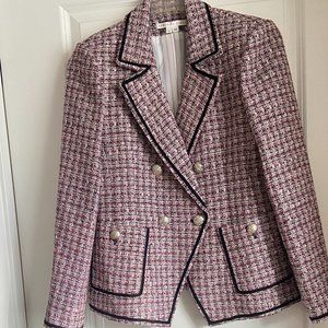 NEW No Tags Veronica Beard Women's Theron Houndstooth Blazer Pink Multi SZ 12